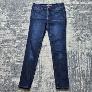 Democracy AB Solutions Women's Size 2 Blue Skinny Leg Jeans Whiskers Stretch